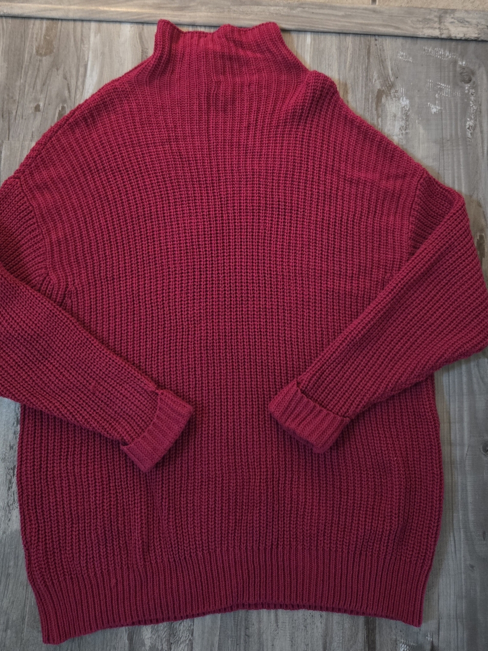 AMERICAN EGLE Women's Mock Neck Chunky Knit Sweater - Red